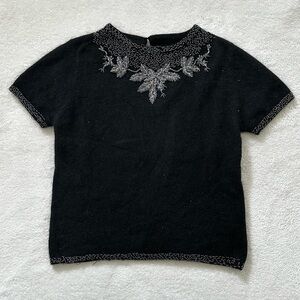 AEFFE SPA | Laine & Angora Wool Short-Sleeve Embellished Sweater